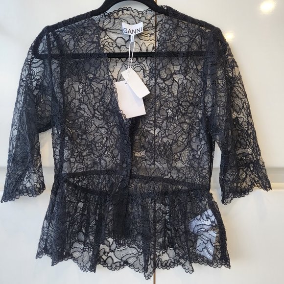 GANNI! Light Lace V Neck Blouse  Light Lace - Picture 5 of 10